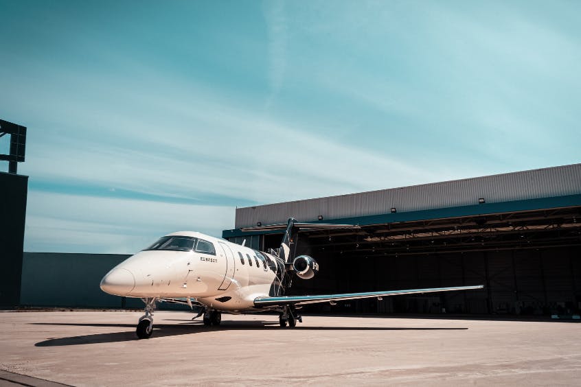 Pilatus PC-24 outside hangar